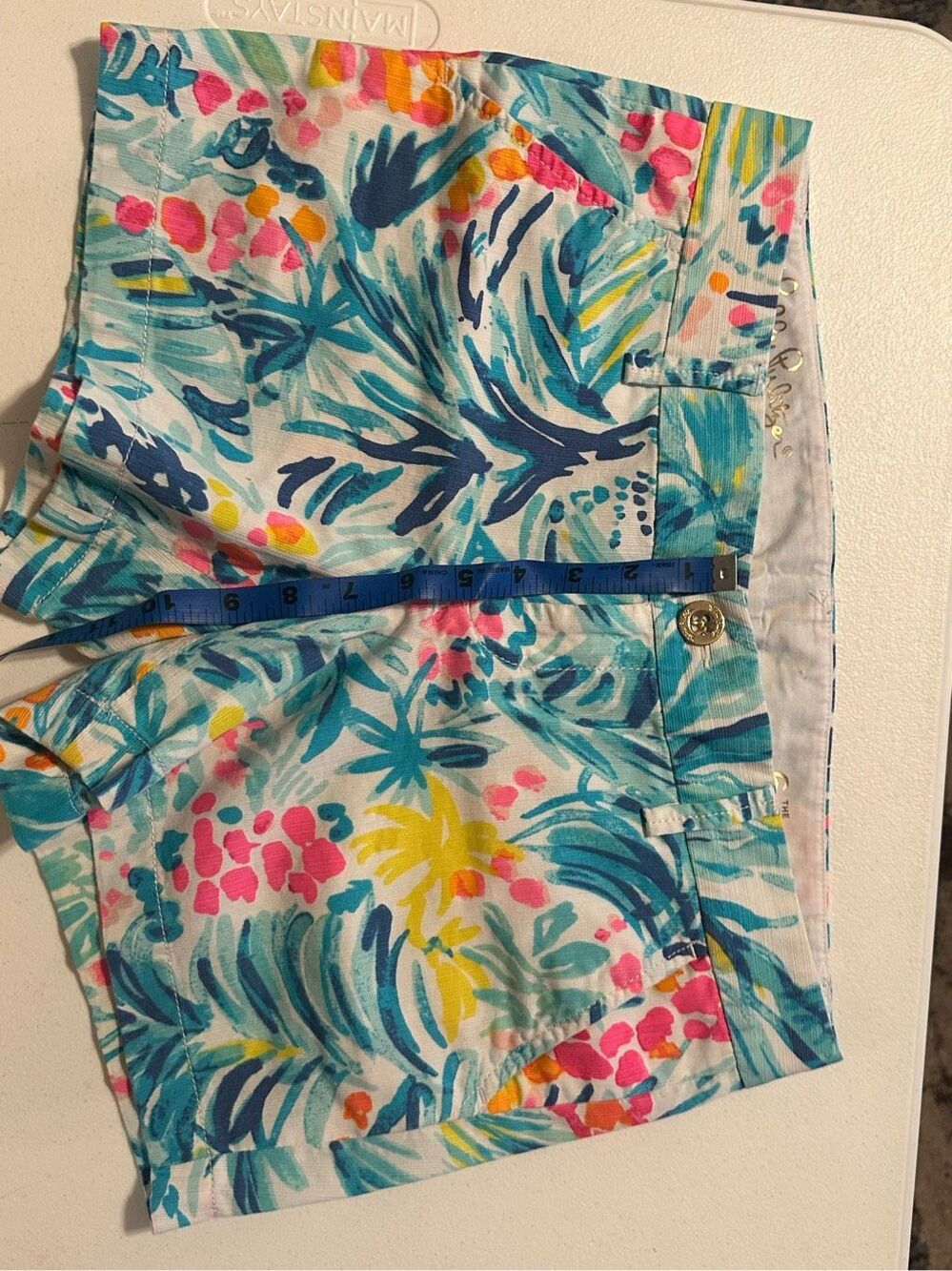 Lilly Pulitzer Women's Serene Blue Tippy Top Cotton The Callahan Shorts Size 6 - Picture 5 of 9